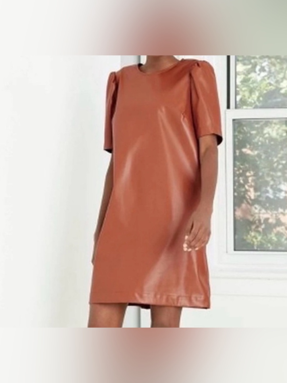 a new day Brown Faux Leather Short Sleeve Tunic